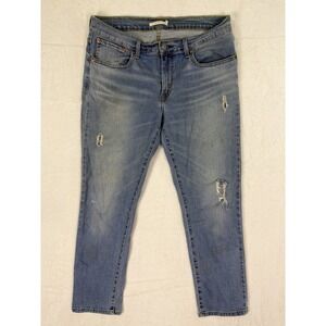 Levis Jeans‎ Womens 30 Blue Denim Boyfriend Mid Rise Painted Pocket Thrashed***